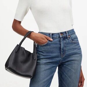 Madewell The Mini Shopper Tote in Soft Grain Pebbled Leather True Black
